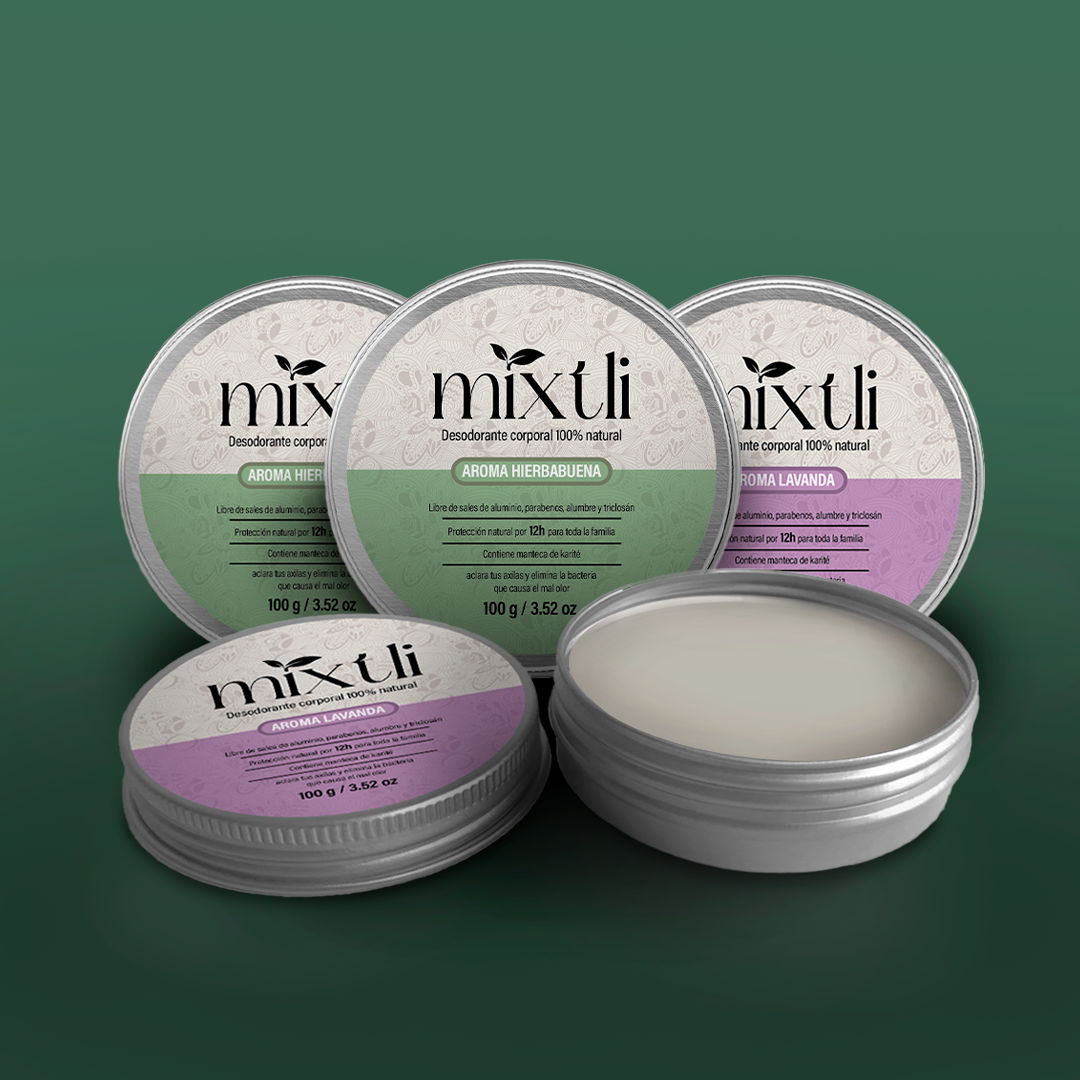 Paquete familiar 4 desodorantes Mixtli 100g Diferentes aromas