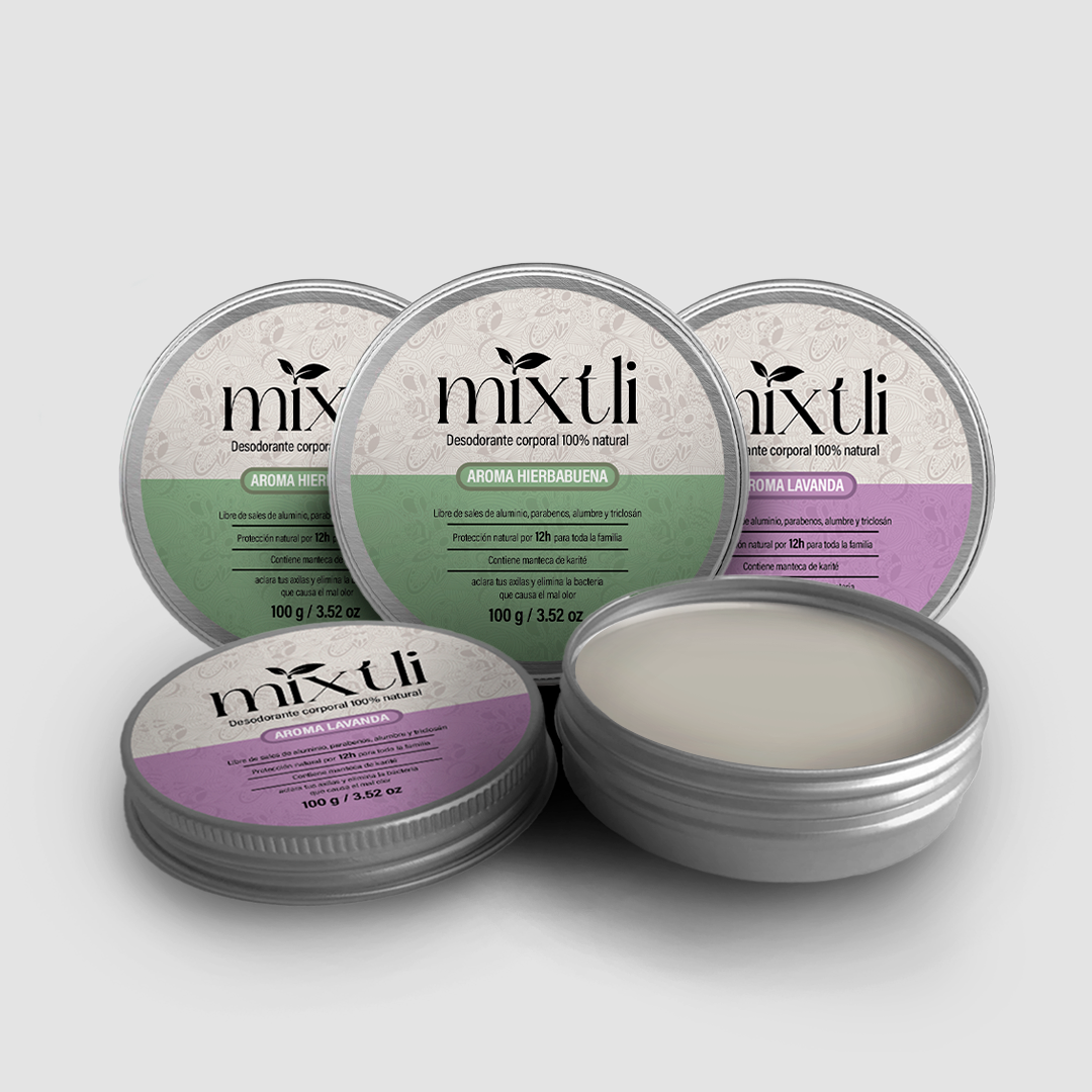 Paquete familiar 4 desodorantes Mixtli 100g Diferentes aromas