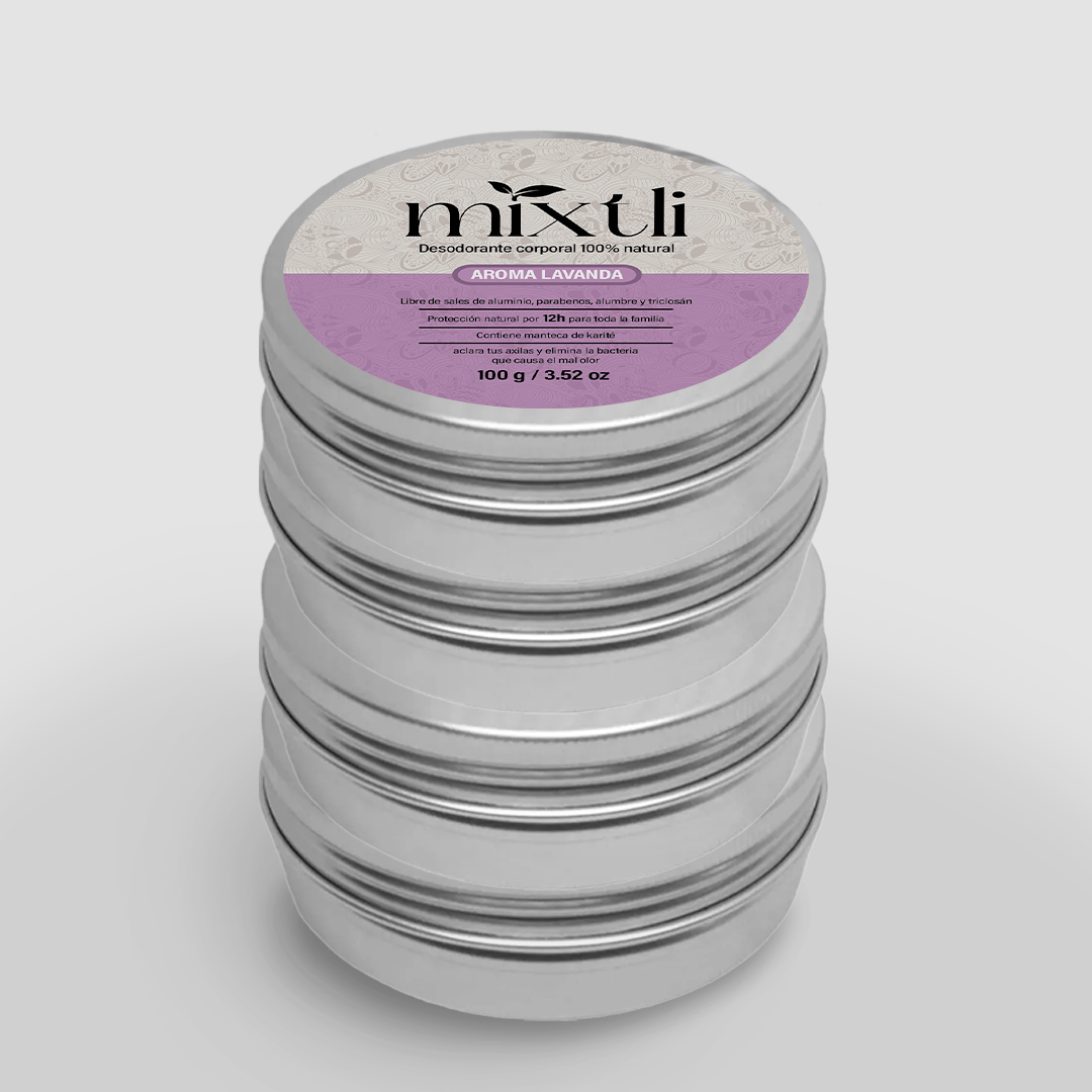 Paquete familiar 4 desodorantes Mixtli 100g Diferentes aromas