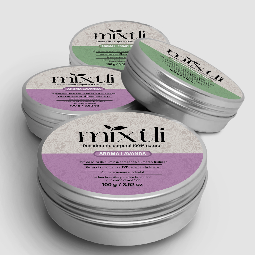 Paquete familiar 4 desodorantes Mixtli 100g Diferentes aromas