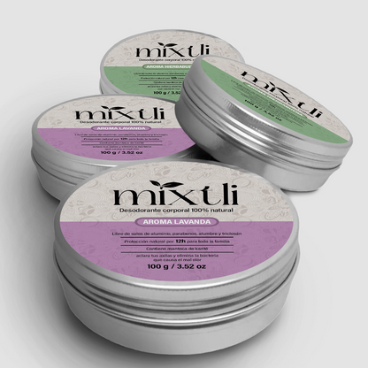 Paquete familiar 4 desodorantes Mixtli 100g Diferentes aromas